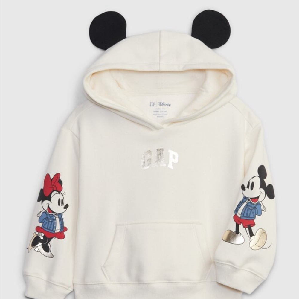 Disney Kids Cream Hoodie with Mickey and Minnie